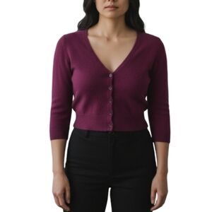 Boden Purple Cashmere Cardigan Sweater Size 12 Preppy Soft Girl Quiet Luxury